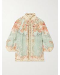 Zimmermann - Daylight Scalloped Printed Ramie Blouse - Lyst
