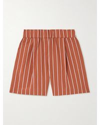 Brunello Cucinelli - Short En Popeline De Coton Mélangé À Rayures - Lyst