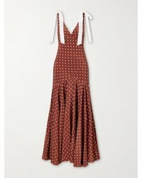 Rodarte - Polka-Dot Silk-Crepe Midi Dress - Lyst