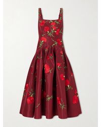 Carolina Herrera - Floral-Embroidered Silk-Faille Gown - Lyst
