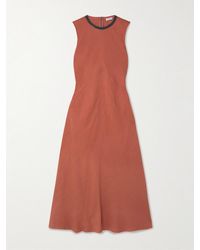 Brunello Cucinelli - Midikleid Aus Twill Mit Verzierungen - Lyst