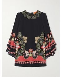 La DoubleJ - Friday Ruffled Printed Crepe Mini Dress - Lyst