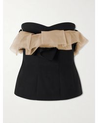 KHAITE - Sal Frayed Organza-Trimmed Wool And Silk-Blend Cady Bustier Top - Lyst