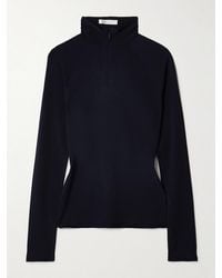 The Row - Patti Stretch-Jersey Half-Zip Turtleneck Top - Lyst