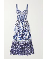 Dolce & Gabbana Printed Cotton-poplin Maxi Dress - Blue