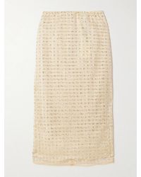 STAUD - Ciara Layered Embellished Tulle Midi Skirt - Lyst