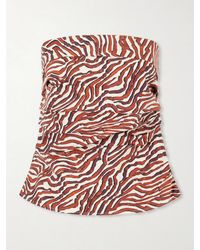 Proenza Schouler - Maisy Strapless Printed Cotton-Blend Poplin Top - Lyst