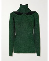 Christopher Kane - Oberteil Aus Geripptem Lurex Mit Cut-Outs Und Stehkragen - Lyst