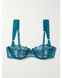 Kiki de Montparnasse - Juliette Satin-Trimmed Embroidered Tulle Soft-Cup Underwired Balconette Bra - Lyst