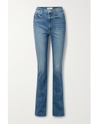 Mother Smokin' Double Heel Distressed High-rise Bootcut Jeans - Blue