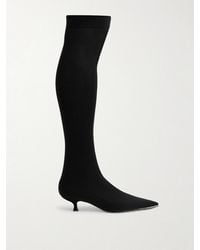Rene Caovilla - Crystal-Embellished Stretch-Knit Over-The-Knee Boots - Lyst