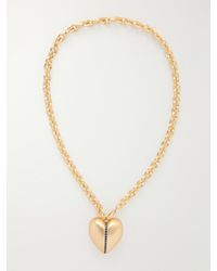 Roxanne Assoulin - The Sapphire Stripe Puffy Heart-Tone And Sapphire Necklace - Lyst