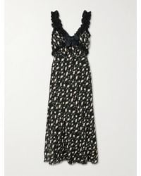 Alessandra Rich - Midikleid Aus Crêpe De Chine Aus Seide Mit Blumenprint, Rüschen Und Schleife - Lyst
