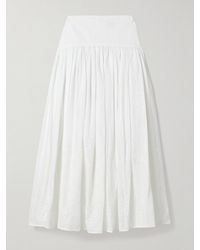 STAUD - Procida Maxirock Aus Baumwolle Mit Lochstickerei Und Raffungen - Lyst