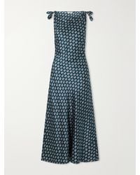 Doen - Mariselle Printed Halterneck Seersucker Silk-Blend Maxi Dress - Lyst