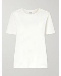 Bottega Veneta - Intrecciato Embroidered Cotton-Jersey T-Shirt - Lyst
