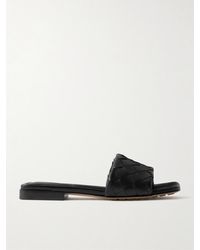 Bottega Veneta - Riva Intrecciato Leather Slides - Lyst