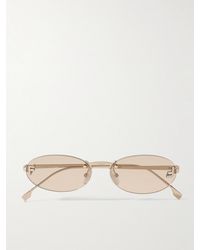 Fendi - Rimless Oval-Frame Crystal-Embellished-Tone Sunglasses - Lyst