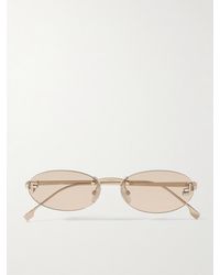 Fendi - Rimless Oval-Frame Crystal-Embellished-Tone Sunglasses - Lyst