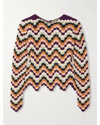 Escvdo - Safi Pesca Scalloped Striped Crocheted Organic Cotton Top - Lyst