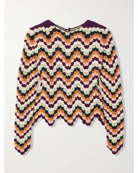 Escvdo - Safi Pesca Scalloped Striped Crocheted Organic Cotton Top - Lyst