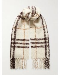 Burberry - Fringed Checked Alpaca-Blend Bouclé Scarf - Lyst