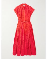 Rebecca Vallance - Blaire Belted Guipure Lace Cotton Midi Shirt Dress - Lyst