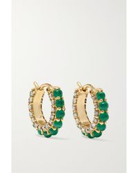 Ileana Makri - Streamflow 18-Karat, Emerald And Diamond Hoop Earrings - Lyst