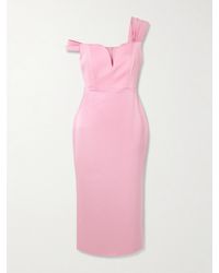 Alex Perry - Off-The-Shoulder Satin-Crepe Midi Dress - Lyst