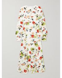 Erdem - Leigh Floral-Print Silk Crepe De Chine Midi Dress - Lyst