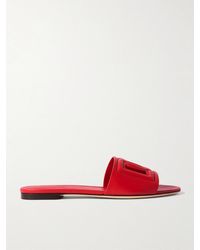Dolce & Gabbana - Bianca Cutout Leather Slides - Lyst