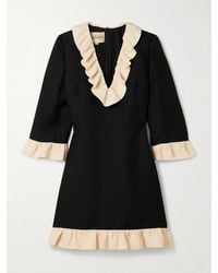 Valentino Garavani - Ruffled Wool And Silk-Blend Crepe Mini Dress - Lyst