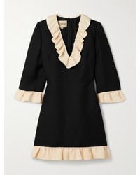 Valentino Garavani - Ruffled Wool And Silk-Blend Crepe Mini Dress - Lyst