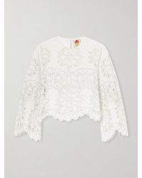 FARM Rio - Flowers Embroidered Cotton-Blend Blouse - Lyst
