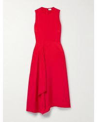 Adam Lippes - Lynn Draped Silk-Crepe Midi Dress - Lyst