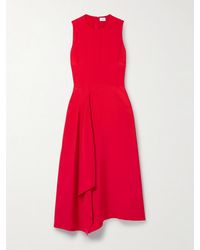 Adam Lippes - Lynn Draped Silk-Crepe Midi Dress - Lyst