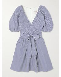 Carolina Herrera - Belted Striped Cotton-Poplin Mini Dress - Lyst