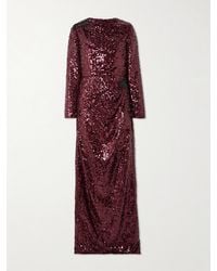 Erdem - Robe Aus Crêpe De Chine Mit Pailletten, Raffungen Und Kristallen - Lyst
