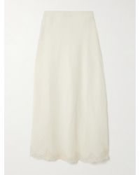 RIXO London - Crystal Lace-Trimmed Linen-Blend Midi Skirt - Lyst