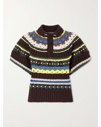 Sacai - Striped Knitted Polo Shirt - Lyst