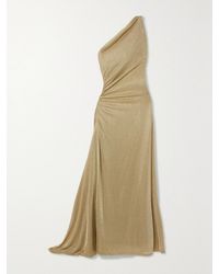 TOVE - Vivien One-Shoulder Ruched Metallic Knitted Maxi Dress - Lyst