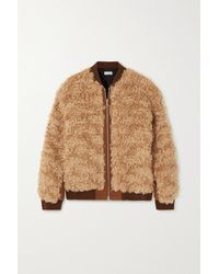 Dries Van Noten Faux Shearling And Felt Bomber Jacket - Brown