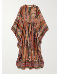 Isabel Marant - Melinda Maxikleid Aus Bedrucktem Seiden-Voile Mit Bindegürtel Und Verzierungen - Lyst
