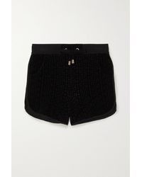 Balmain Flocked Cotton-blend Shorts - Black