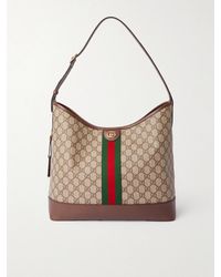 Gucci - Ophidia Webbing And Textured Leather-Trimmed Printed Coated-Canvas Shoulder Bag - Lyst
