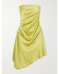 STAUD - Adriana Ruched Silk-Blend Satin Mini Dress - Lyst