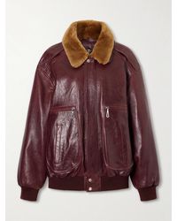 Rabanne - Shearling-Trimmed Textured-Leather Jacket - Lyst