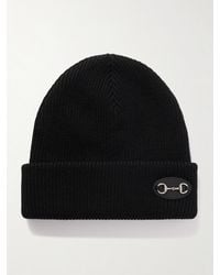 Gucci - Beanie Aus Gerippter Wolle Mit Horsebit-Detail Und Applikation - Lyst
