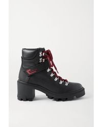 Moncler - Carol Rubber-Trimmed Textured-Leather Ankle Boots - Lyst