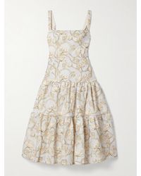 Agua Bendita - Lima Soledad Embellished Floral-Print Tulle Midi Dress - Lyst
